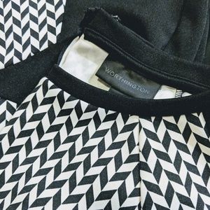 Houndstooth Dress Shirt with Zipper Detail, Peplum